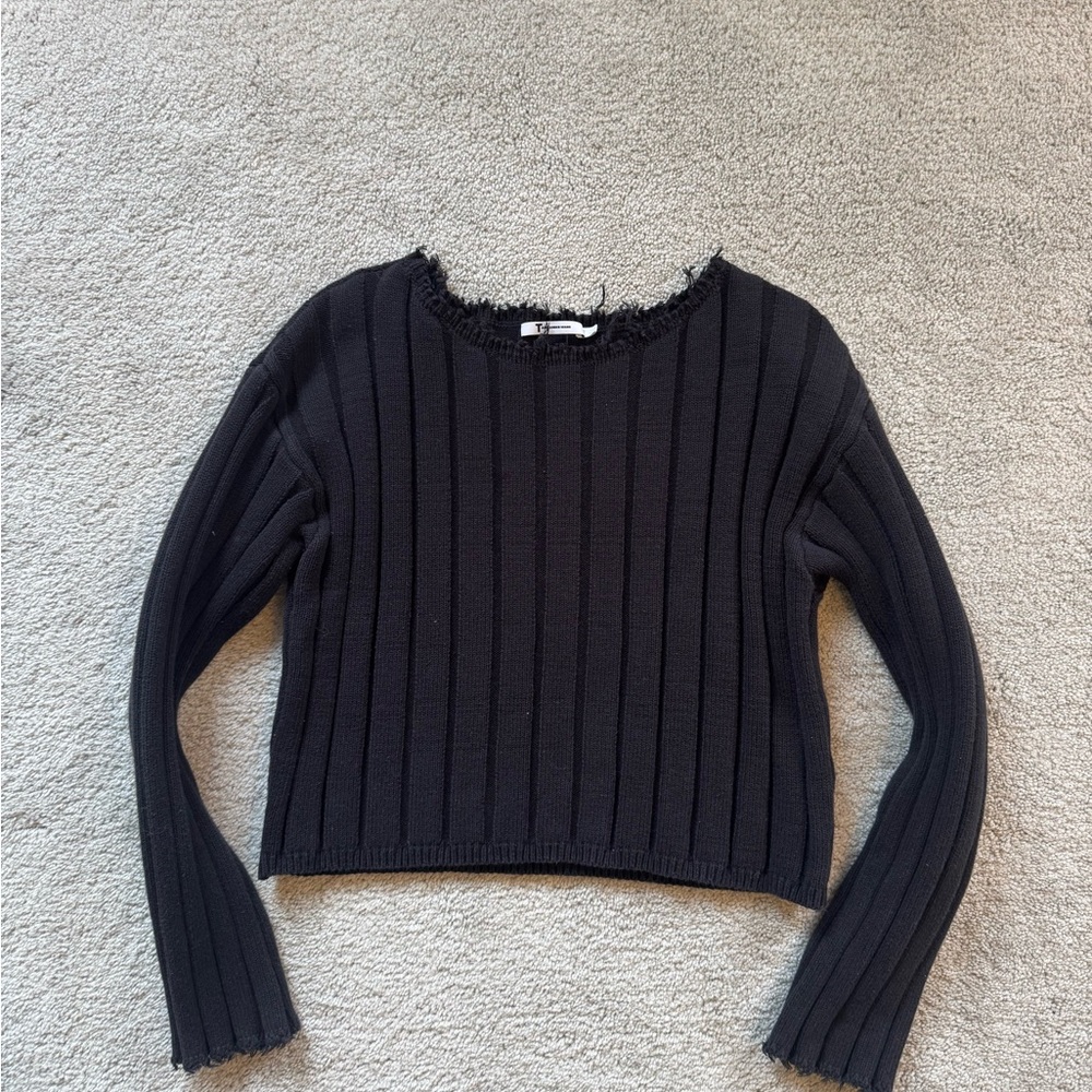 Black Ribbed Knit Sweater